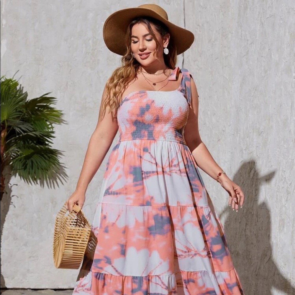 Tie dye one shoulder maxi dress
